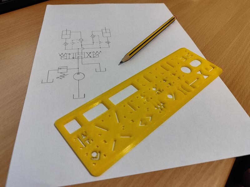 Drawing template for hydraulic diagrams