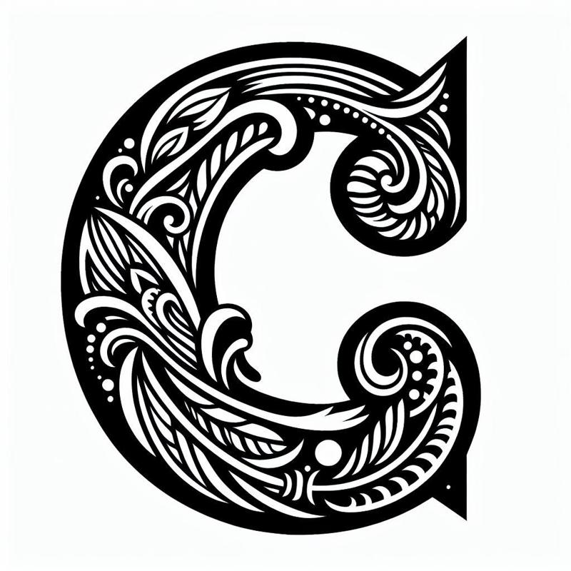 Frottage creation: letter C (version 5)