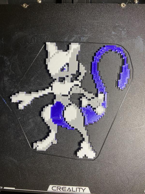 Mewtwo - Single Extruder no AMS Multicolour Pixel Art
