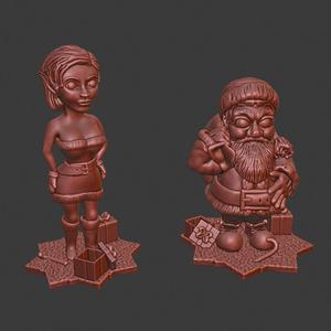 Santa and His Helper Miniature