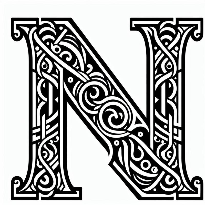 Frottage creation: letter N (version 5)