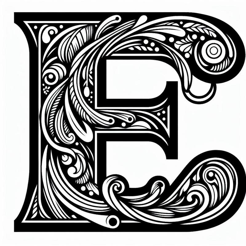 Frottage creation: letter E (version 1)