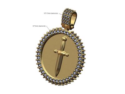 Iced dagger diamond pendant with bail 3D print model