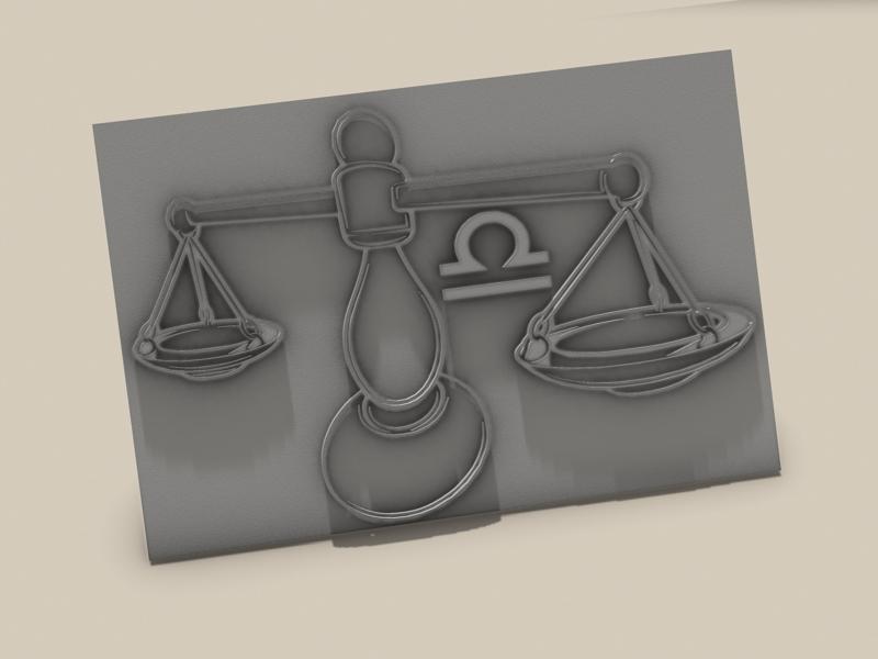ZODIAC SIGN SCALES EMBOSSING SHAPE STAMP IMAGE