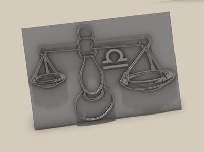 ZODIAC SIGN SCALES EMBOSSING SHAPE STAMP IMAGE