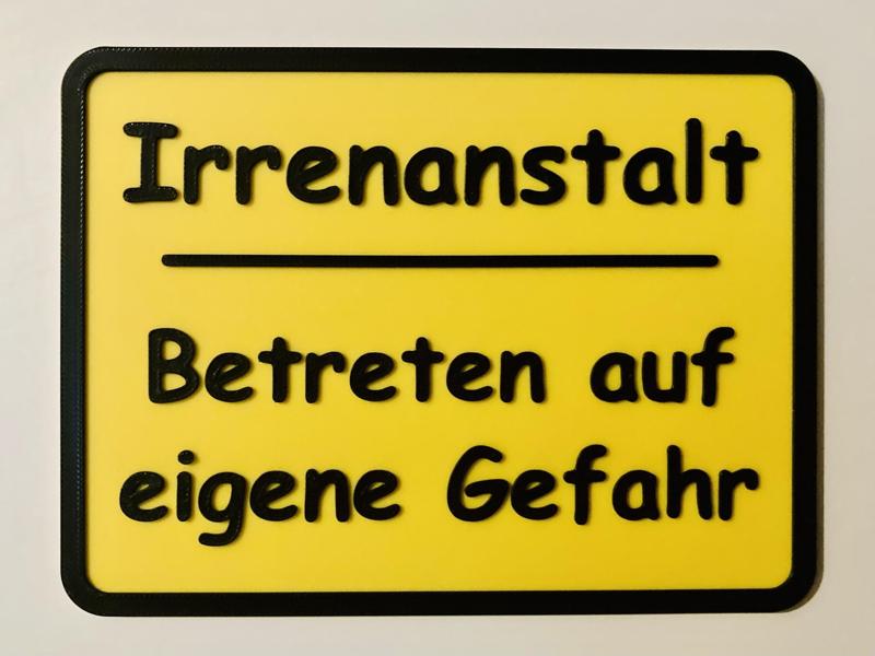 Schild Irrenanstalt