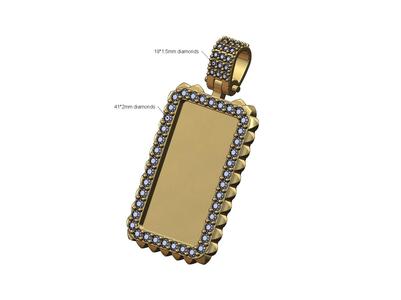Spikes rectangular diamond bail memory pendant 3D print model