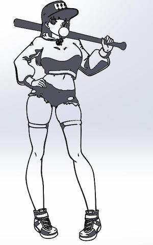 silueta de bateadora anime