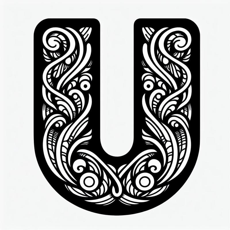 Frottage creation: letter U (version 2)