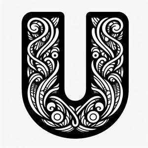 Frottage creation: letter U (version 2)
