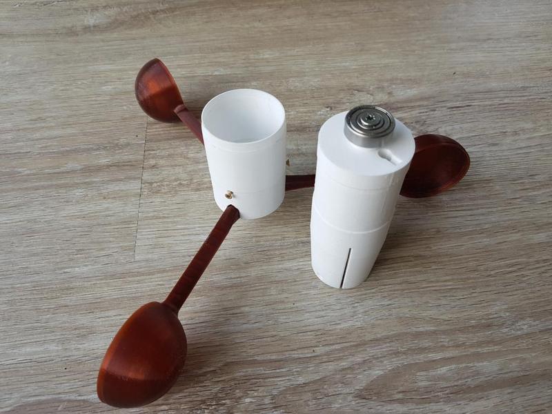 Anemometer with ceramic ball bearing and hall element, completely waterproof