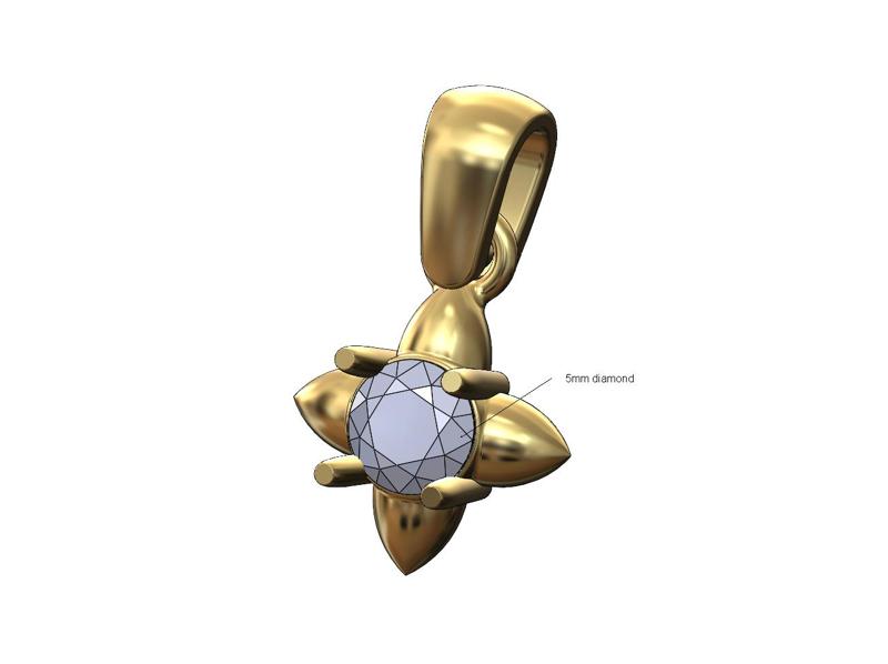 Spiked 5mm diamond solitaire pendant charm 3D print model