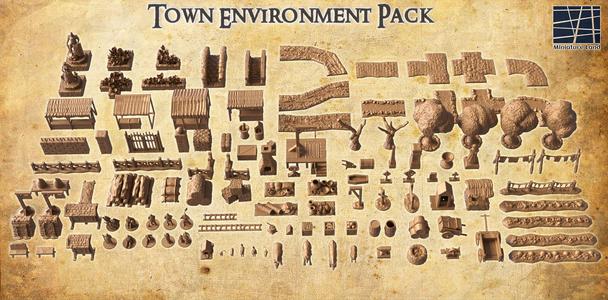 Town Environment Pack - Tabletop Terrain - 28 MM