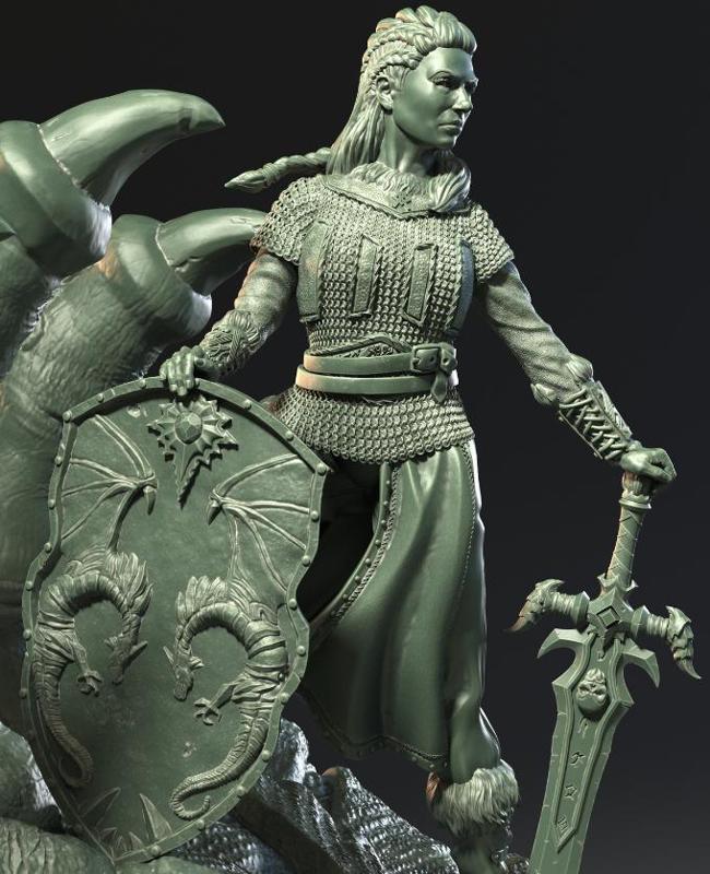 SHIELD MAIDEN: VIKING FEMALE WARRIOR FANTASY VERSION 75MM / 32MM