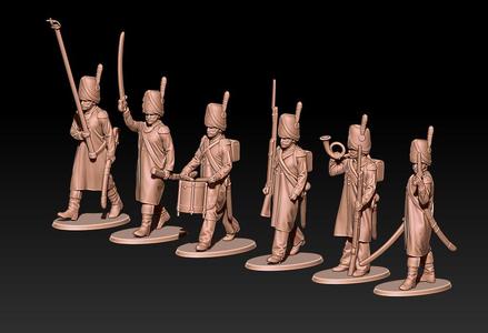 Napoleonic french command group in winter with Bearskin hats