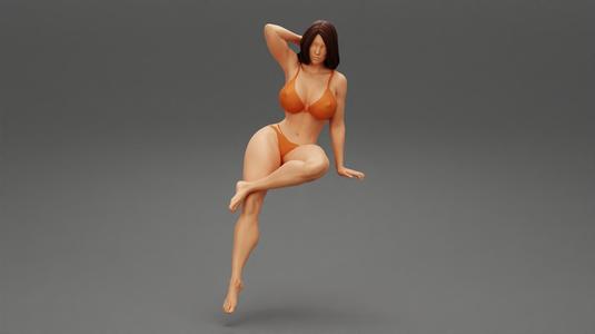Woman Sitting Cross legged on chair 3D print model