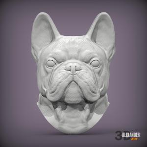 French bulldog relief portrait 3D print model