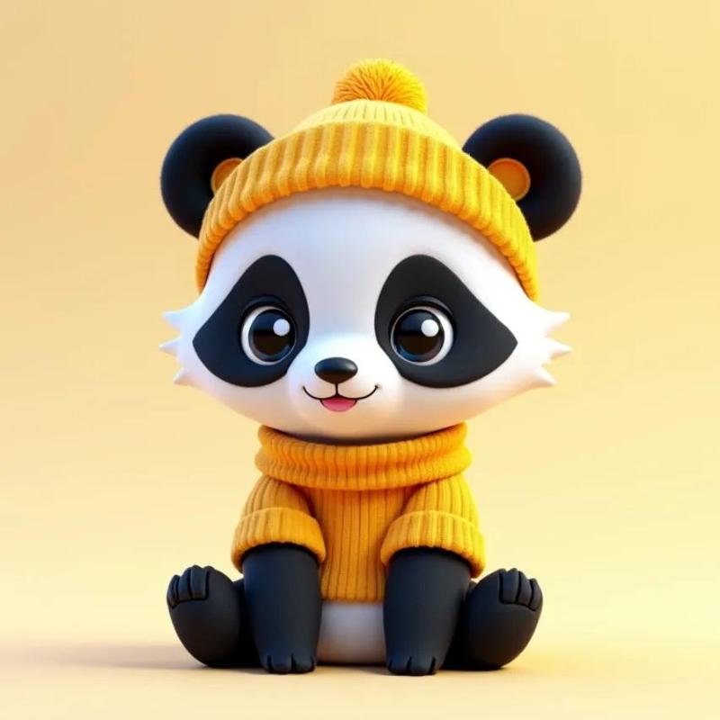 Panda With a Yellow Hat   