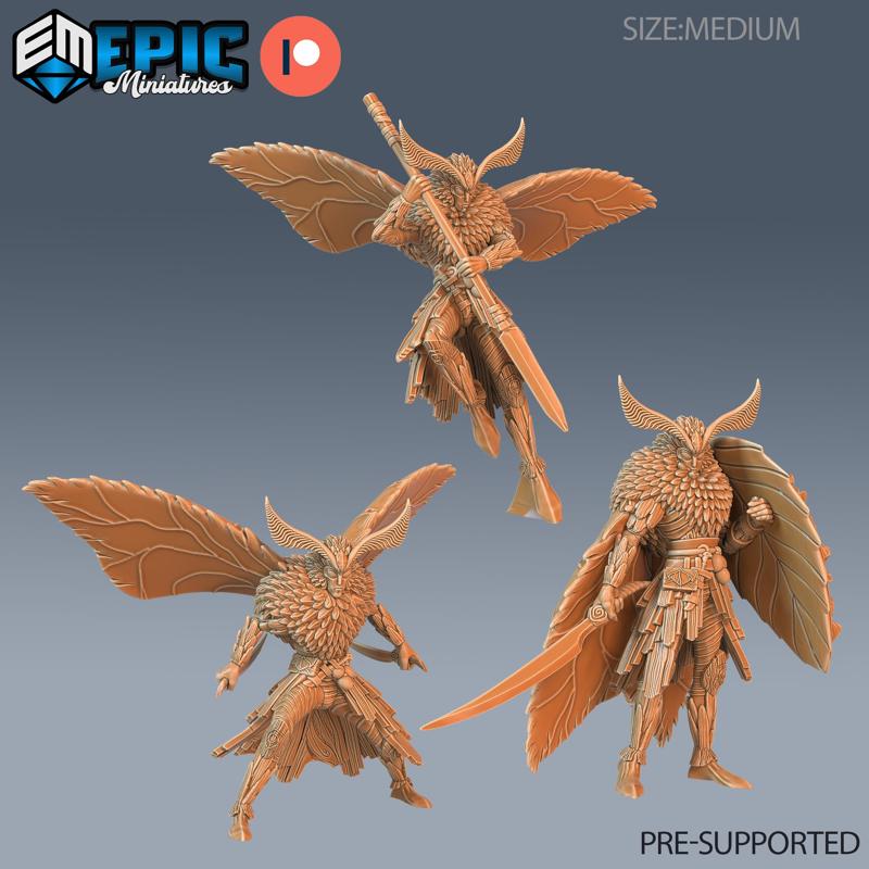 Moth Warrior Set / Huge Insect Hybrid / Male Insectoid / Winged Humanoid / Butterfly Stage