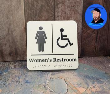 Women's Restroom / Bathroom / Toilet Sign Braille *Updated*   