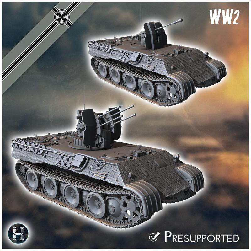 Panzer V Panther Ausf. D Flakpanther (20mm Flak 38 + 37mm Flak 43 versions) - Germany Eastern Western Front Normandy Italy Berlin Bulge WWII