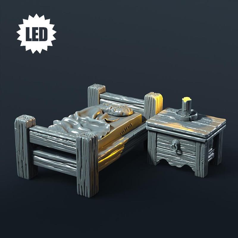 LED Nightstand and bed