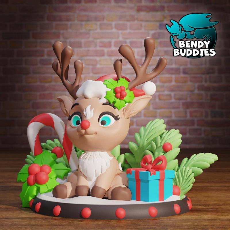 Rudolph Cute Reindeer / Stag Beast Model / Collectible Christmas Figure / Print-in-Place Animal Statue / Fantasy World Creature / Decoration Monster Encounter