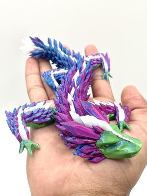 Articulated Crystal Dragon Print in Place Flex 3mf Multicolored
