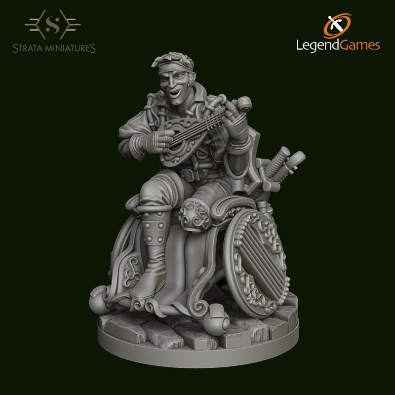 Dungeons and Diversity Human Bard 'B' version Wheelchair figure from Strata Miniatures
