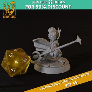Halfling Female Warlock - RPG Hero Character D&D 5e - Titans of Adventure Set 45
