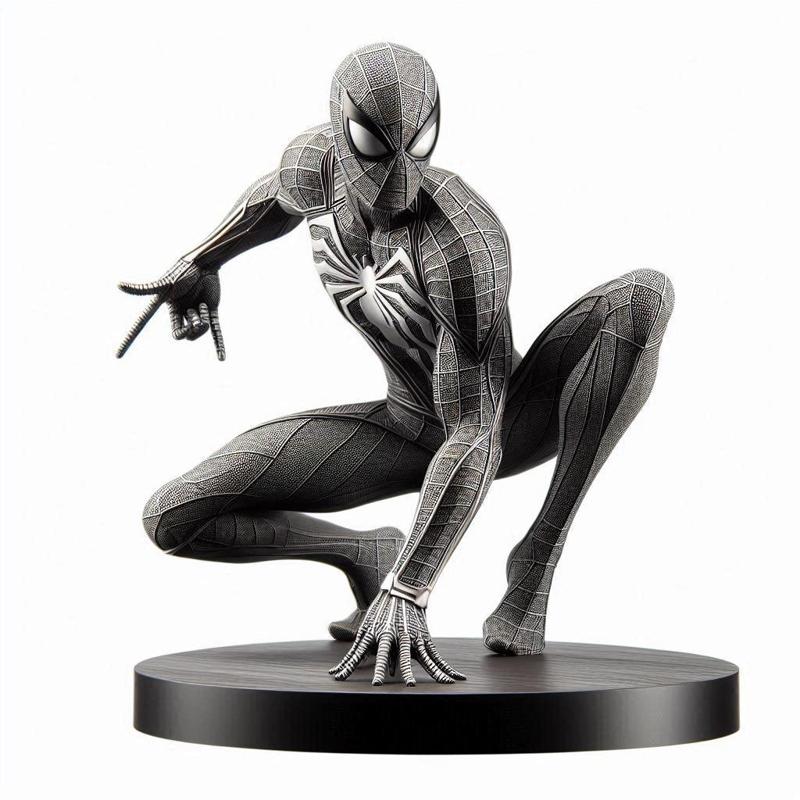 3D Printable Black Suit Spider-Man Superhero Figurine
