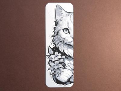 Cat Flowers Bookmark