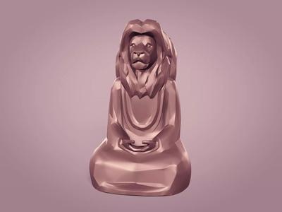 Abstract Meditation Lion Figurine  -- Buddha Statue