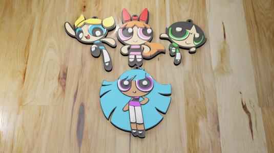 PACK 4 KEYCHAIN POWERPUFF GIRLS (STL and 3MF)