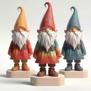 1037Fairy Tale Gnome Color Full Body Figurine on Base