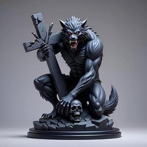 2318  Werewolf Howling with Skull   3D Model  magic