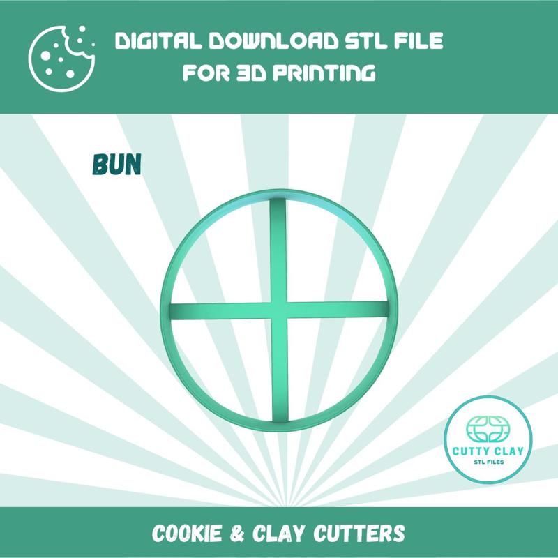 Cutty Clay stl burger bun clay cutter, irregular round cookie cutter, stl file for download for 3d printing