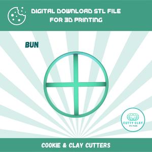 Cutty Clay stl burger bun clay cutter, irregular round cookie cutter, stl file for download for 3d printing
