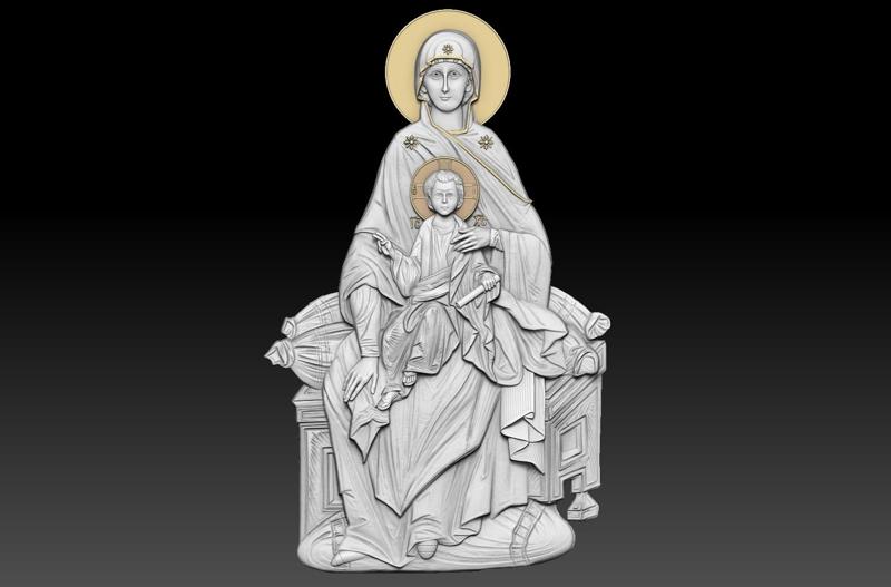 Panagia Theotokos and Child – Byzantine 3D Relief