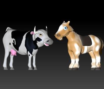 lola cow and percheron horse