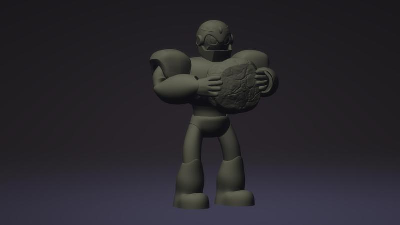 Gutsman - Megaman 1 - Robot Master - Miniature - Posed Version