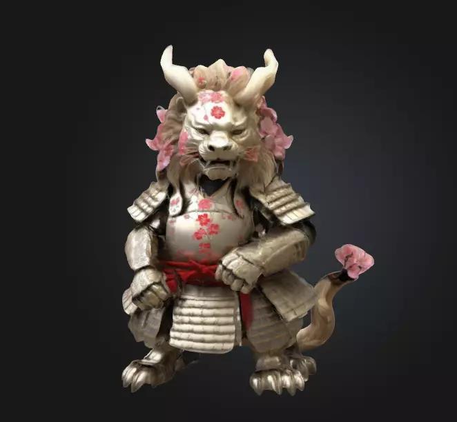 The Samurai Lion Statue