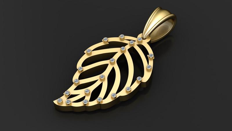 PRECIOUS GOLD LEAF PENDANT 3D PRINTABLE MODEL