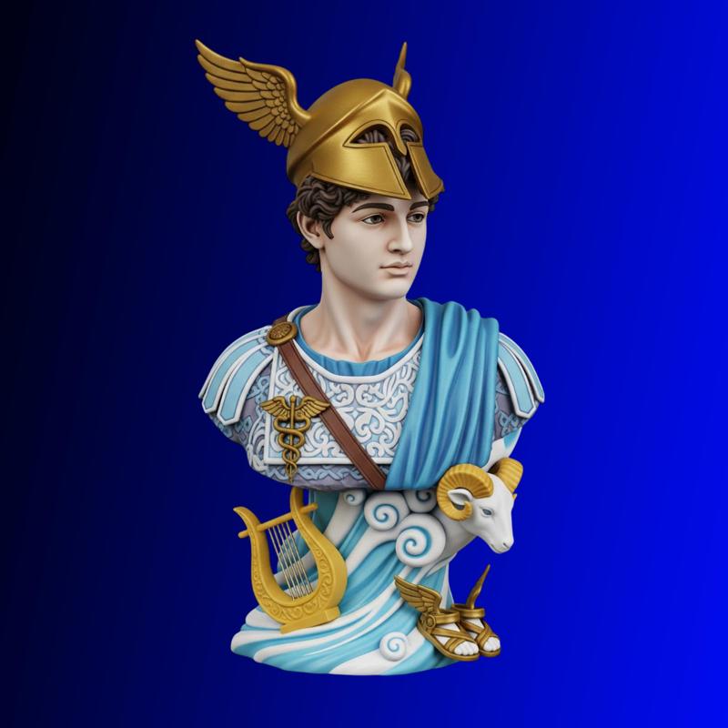Hermes 3D Model STL File – Messenger of the Gods & God of Travelers Statue – Greek Mythology Deity 3D Print – Digital Download – Printable Sculpture