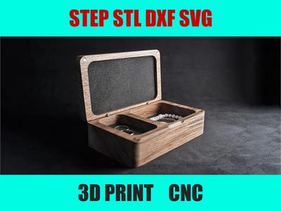 Jewelry Box with Lid | STL File for 3D Printing | Two-Compartment Jewelry Organizer | Wooden Box Design for CNC