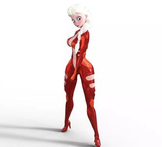 Elsa using latex suit