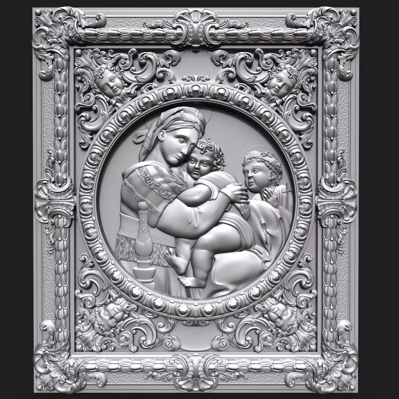 Madonna of the chair bas relief for CNC