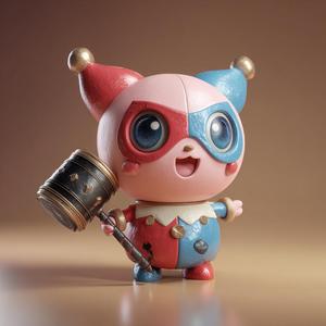 🎀 "JigglyQuinn" – Jigglypuff x Harley Quinn Chibi Fusion (STL)