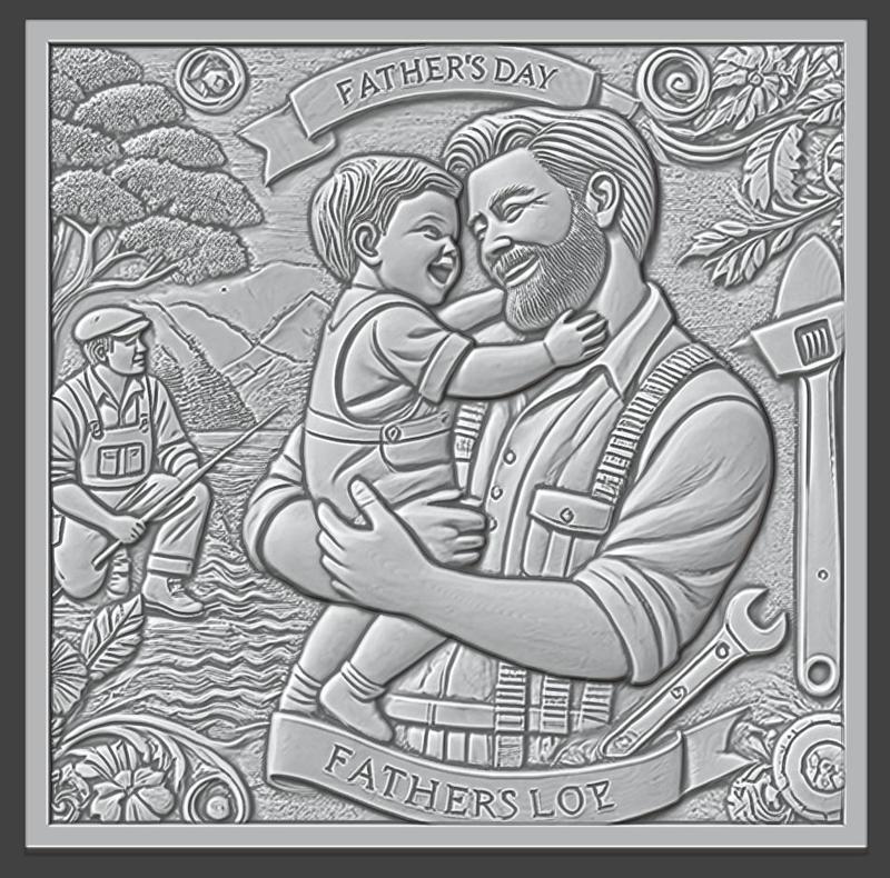 Honoring Dad: Father and Child Bas Relief, Bas-Relief, 3d Print, CNC Stl Model