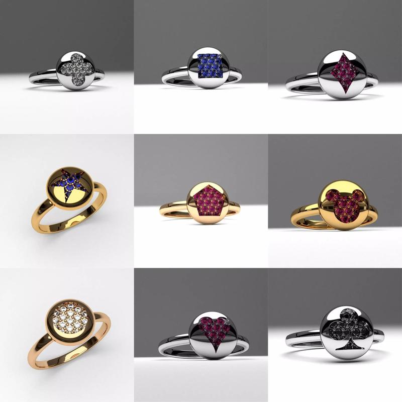 A package of fashion unique diamond rings 11 pcs 3d printable 3D Model Collection